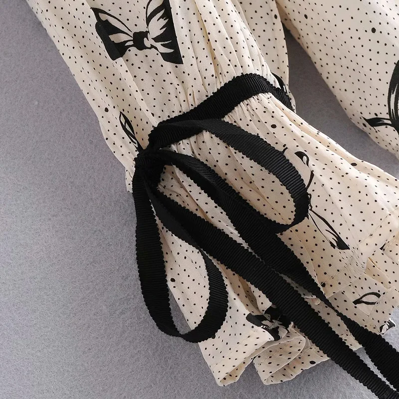 

2020 New Women Printed Blouse O Neck Long Sleeve Blouse Ladies Autumn bandage Long Sleeve Ruffle Casual Women Tops Chic