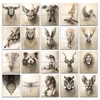 new diamond painting animals cow fox dog owl rabbit lion deer elephant raccoon eagle tiger cat full square drill embroidery 941