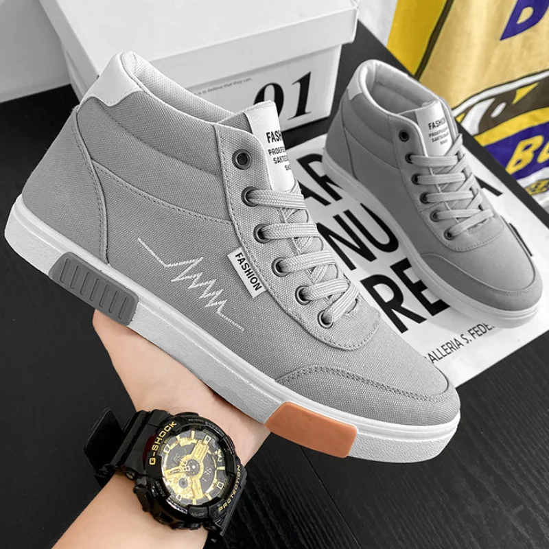 

Men High-top Casual Canvas Breathable Vulcanize Comfort Walking Running Skateboarding Flat Lace Up Shoe Sapatenis Masculino