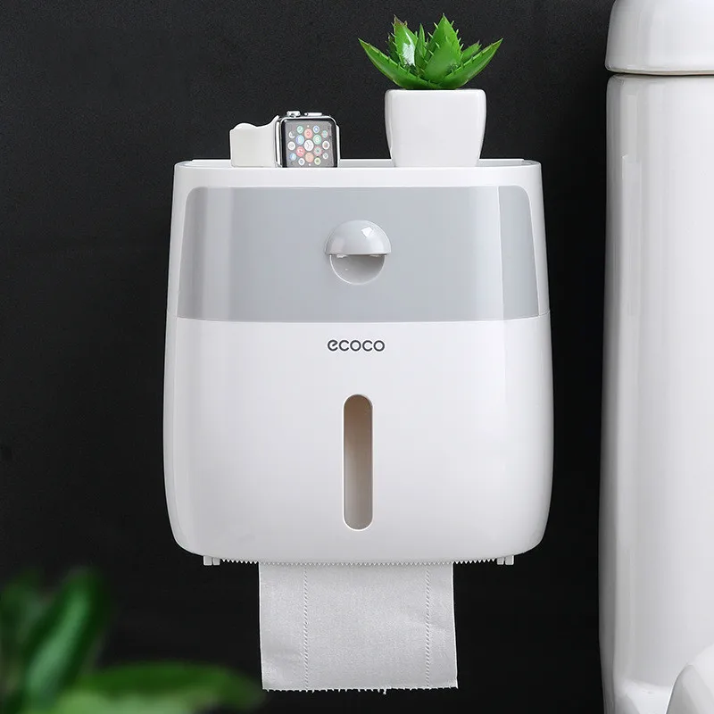

Bathroom Toilet Paper Holder Paper Tissue Box Plastic Toilet Dispenser Wall Mounted Roll Paper Storage Box Shelf Bathroom