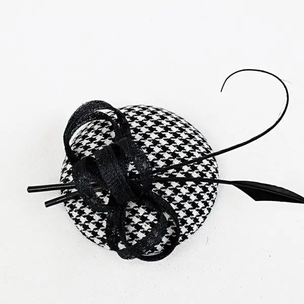 

Flower Ribbon Fascinator Mini Top Hat Hair Clip Wedding Bridal Black