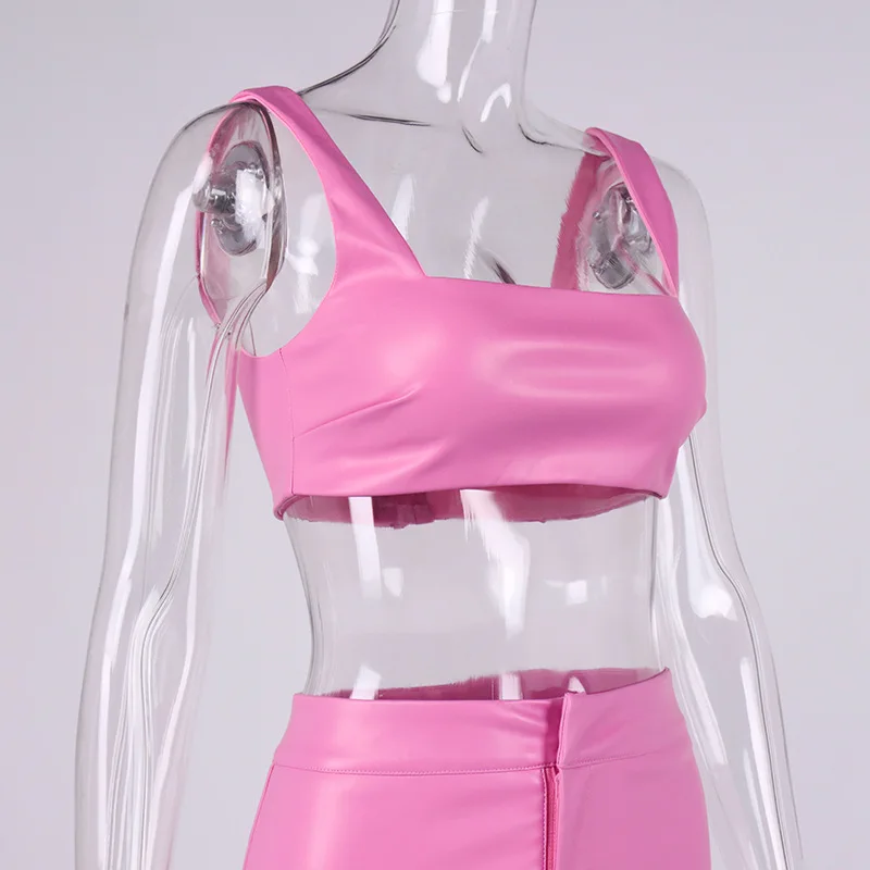 Женское кожаное платье комплект из 2 предметов лето 2021 | Женская одежда