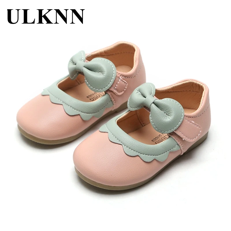 

ULKNN Sweet Girls Shoes Kids Leather Shoes Bow-knot Children Dress Shoes Fashion Princess Toddlers Cute Soft For Wedding Party