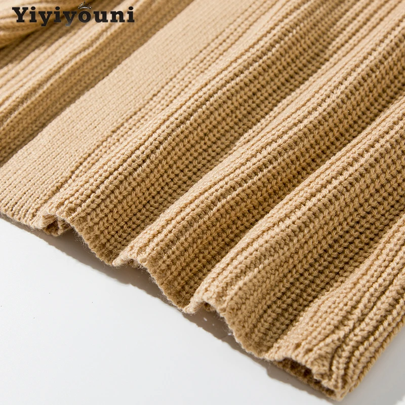 

Yiyiyouni Casual Belt Knitted Long Cardigans Women Autumn Winter Solid Basic Sweater Woman Long Sleeve Button Sweater Female New