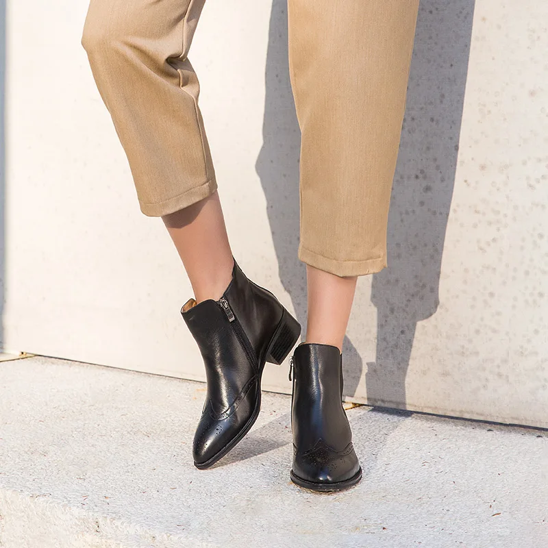 Ботинки женские демисезонные из телячьей кожи до щиколотки 03241|brogue boots|boots brandbrand