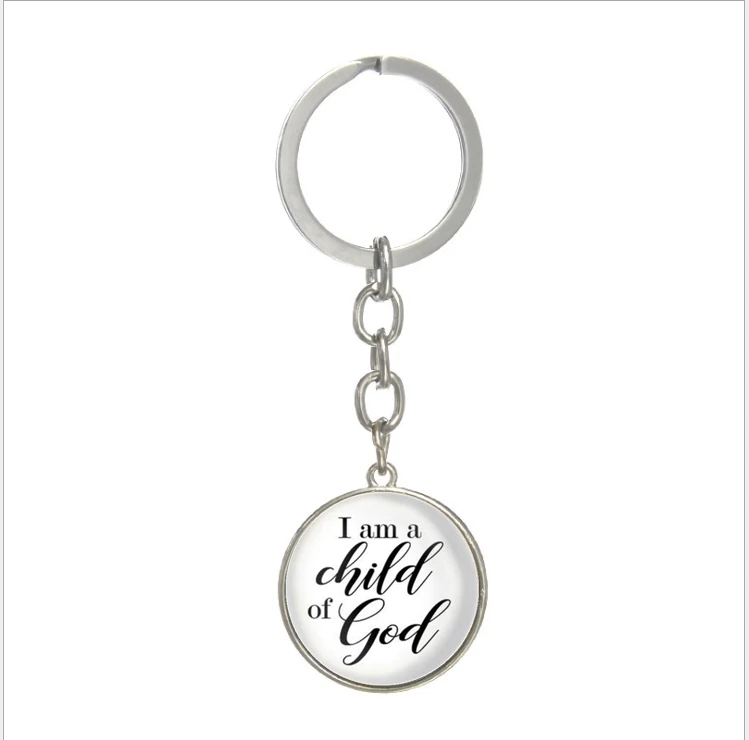 

2019 New Fashion Charm I Am A Christian Child Keychain Glass Keychain