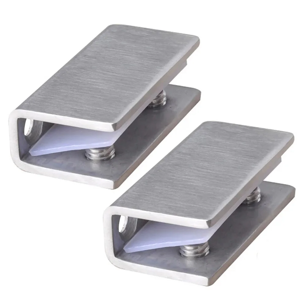 Home Bath Glass Clamp Support Easy Install Door Hinge Cabinet Fixed Accessories Furniture Hardware Cupboard Clip Stainless Steel |