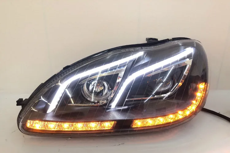 АКД Автомобиль Стайлинг фара для BENZ W220 светодиодный фонарь 1999-2005 S320 S350 светодиодный DRL динамический сигнал Hid Биксеноновые авто аксессуары