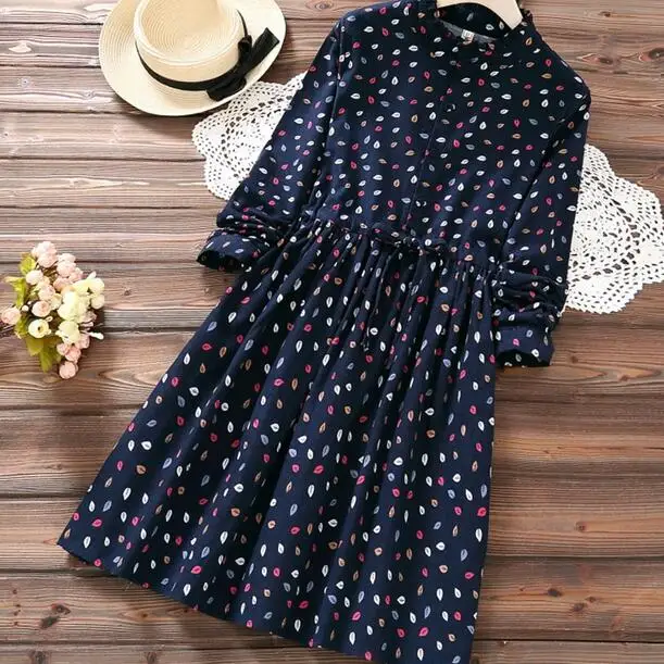 Осенне зимнее винтажное платье 2019 новые женские тканевые платья с длинным