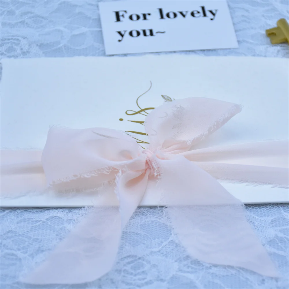 4 шт. шелковая шифоновая лента ручной работы с потертостями краями свадебные