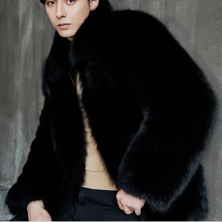 Мужская одежда из искусственного меха шуба лисьего мужская кожаная Молодежная