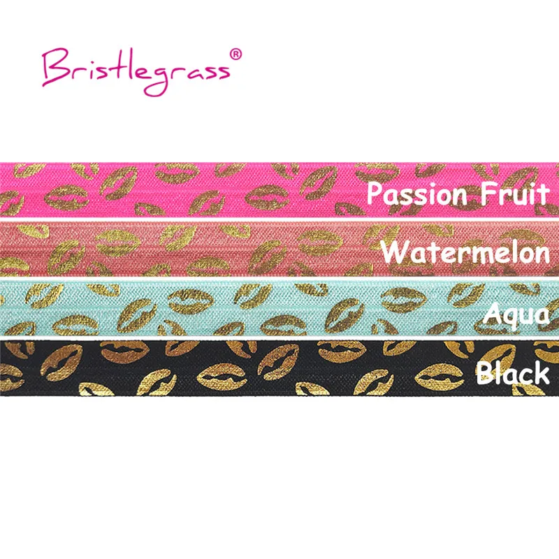 

Повязка для волос BRISTLEGRASS Combo, 4 Ярда, 5/8 дюйма, 15 мм, с золотыми губами, с фольгированным принтом FOE ленты из спандекса