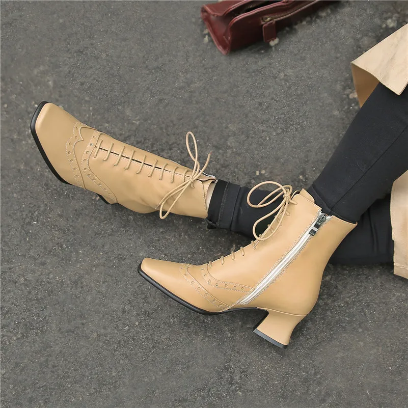FEDONAS/женские ботильоны с перекрестной шнуровкой сезон осень-зима винтажная