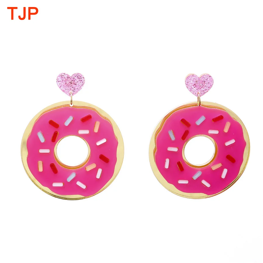 2019 новые модные красочные большие акриловые серьги в виде пончика милые