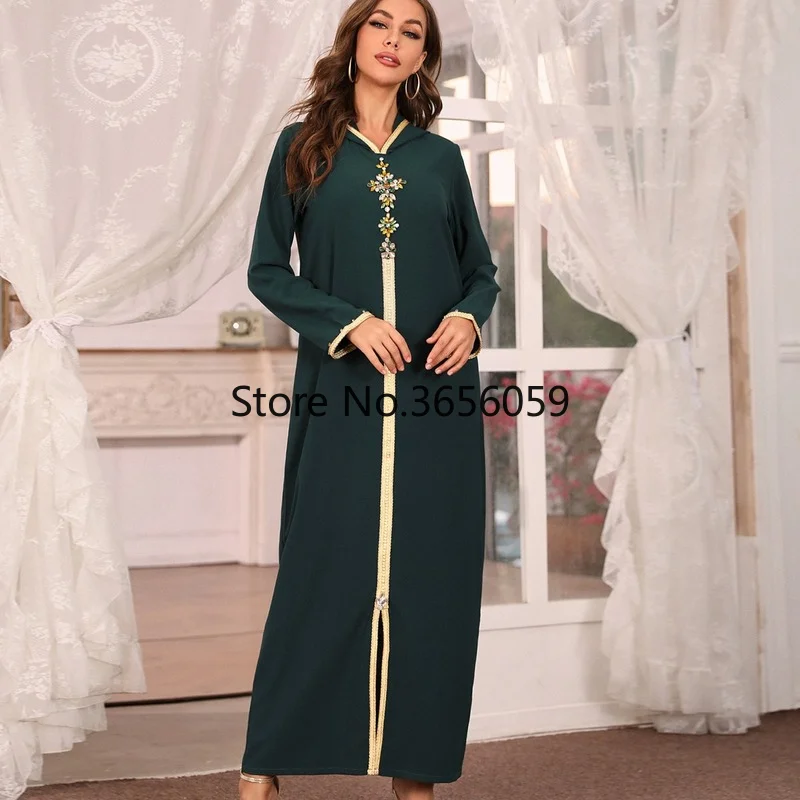 2XL Дубай Abaya Jellaba женская мусульманская Мода Ручная работа Стразы Халат с