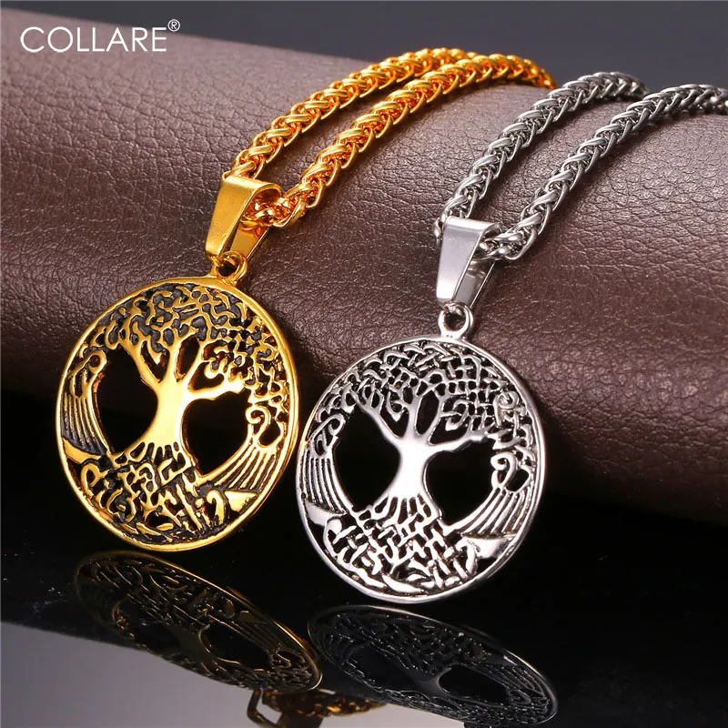 

Collare Tree of Life Necklaces & Pendants Gold Color Stainless Steel Wholesale Lucky Necklace Women Men Jewelry P054