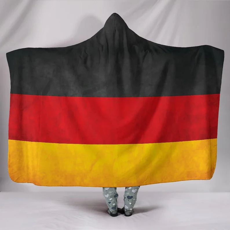 

German Flag Hooded Blanket for Adults and Kids, Sherpa Blanket with a Hood, Soft Blanket, Germany