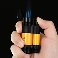 galiner with hole punch cigar lighter professional new smoking accessories gas windproof lighter 3 jet torch lighter turbo