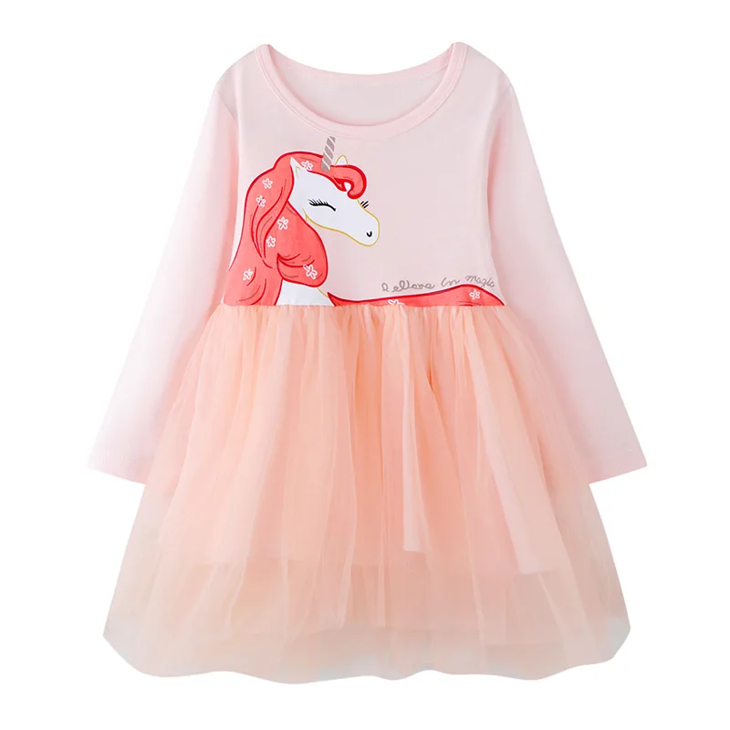 Детское хлопковое платье с длинным рукавом единорогом | Детская одежда и обувь