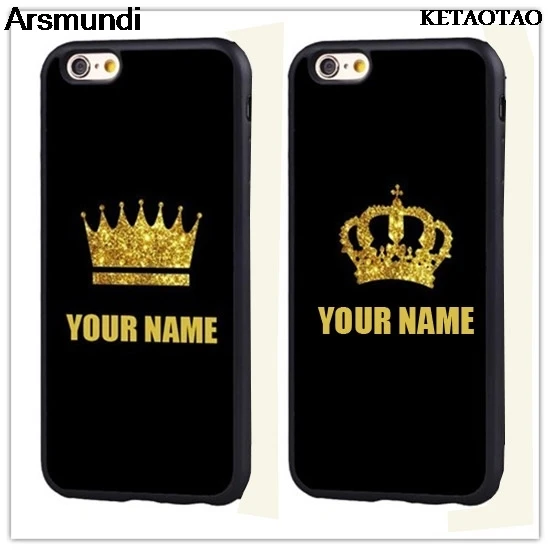 KETAOTAO пользовательские именные чехлы для телефонов золотого цвета King Queen iPhone 4S 5C 5S