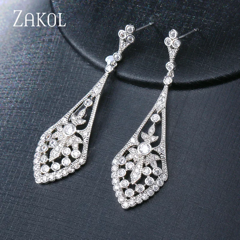 ZAKOL роскошные рождественские подарочные Висячие серьги для женщин свадебные