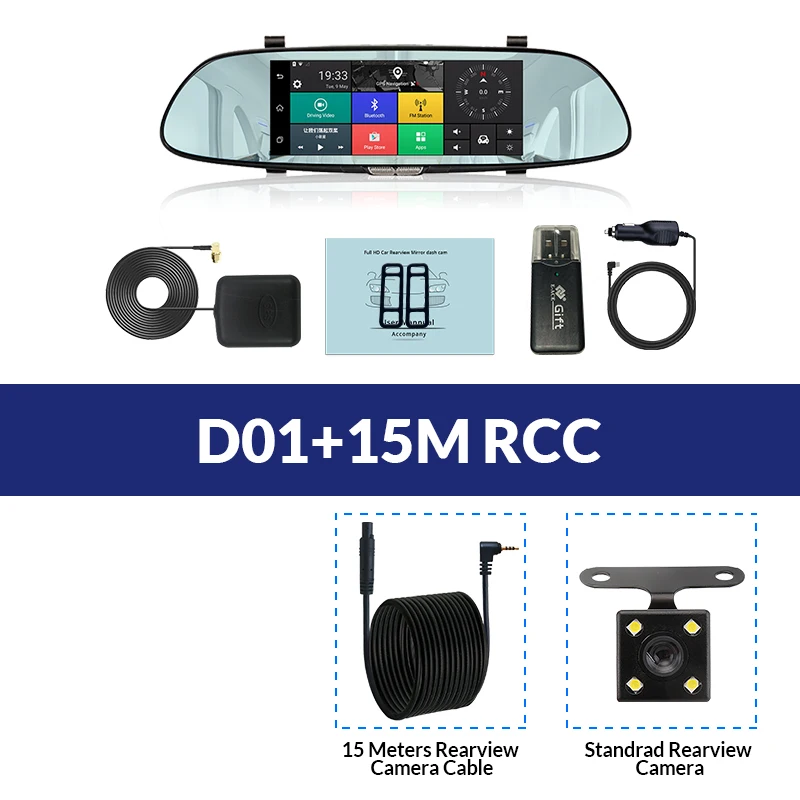 E-ACE 3G " сенсорный Автомобильный видеорегистратор Камера gps Bluetooth двойной объектив зеркало заднего вида Android 5,0 видео регистратор Full HD 1080P авто видеорегистратор