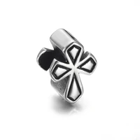 stainless steel cross bead 4 5mm hole metal european beads bracelet charms supplies for diy jewelry making accessories