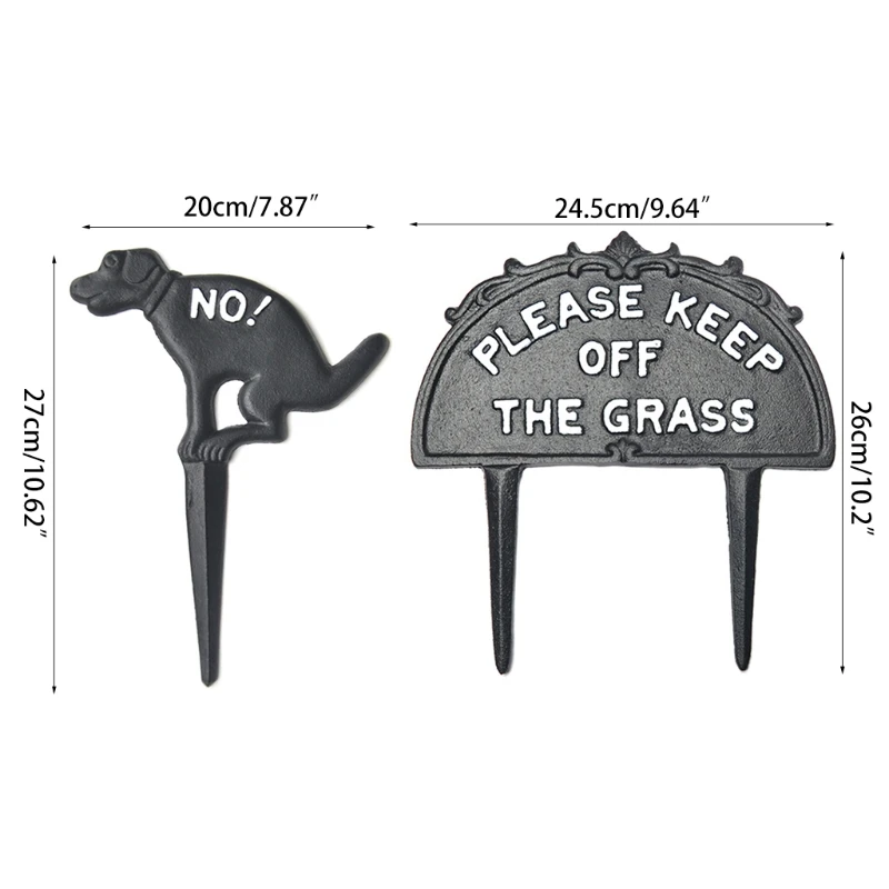 

No Dog Pooping Solid Cast Iron Yard Sign Large Painted Lawn Garden Decoration