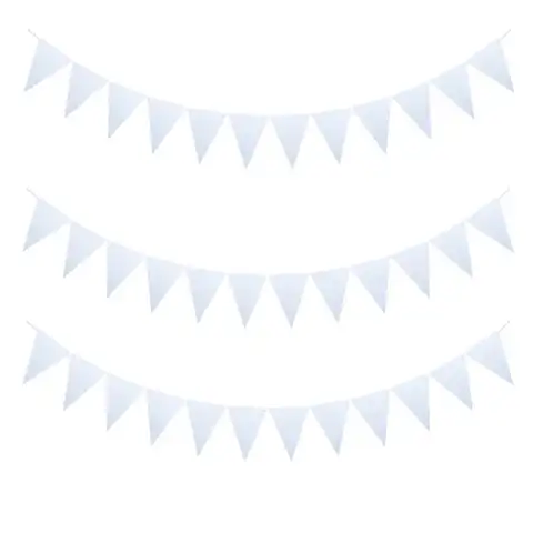 Гирлянда из нетканых бумажных флажков, белого цвета, 8 м, 18 флагов, украшение для свадьбы, вечевечерние, 3 вида стилей
