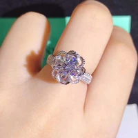 exquisite flower crystal open rings statement anniversary jewelry accessories fashion rhinestones zircon engagement wedding band