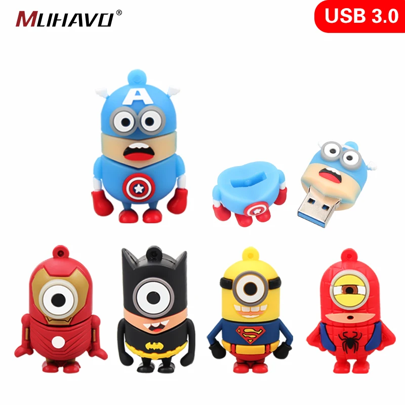 Миньоны usb флешка 128 ГБ флеш накопитель 3 0 64 32 16 8 милая карта памяти флэш диск|USB