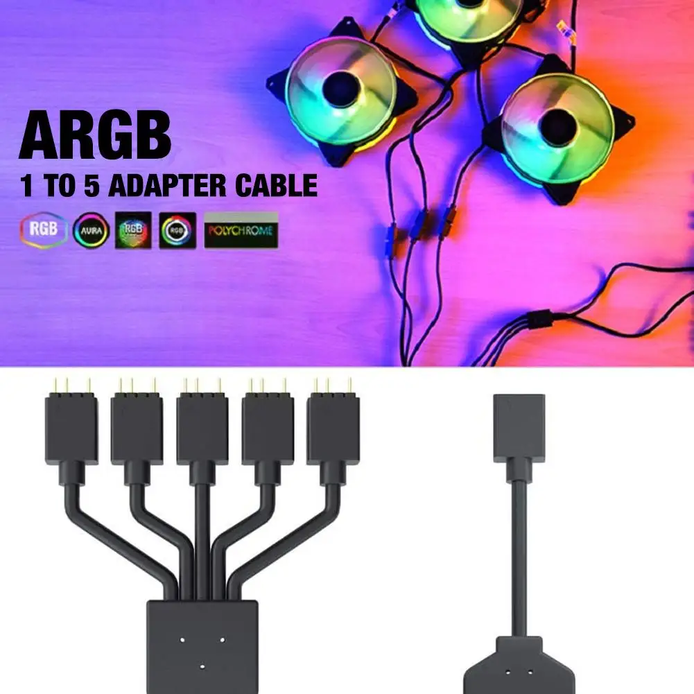 Сплиттер вентилятора RGB 3 контактный 5 в ARGB разъем сплиттер от 1 до кулер кабель