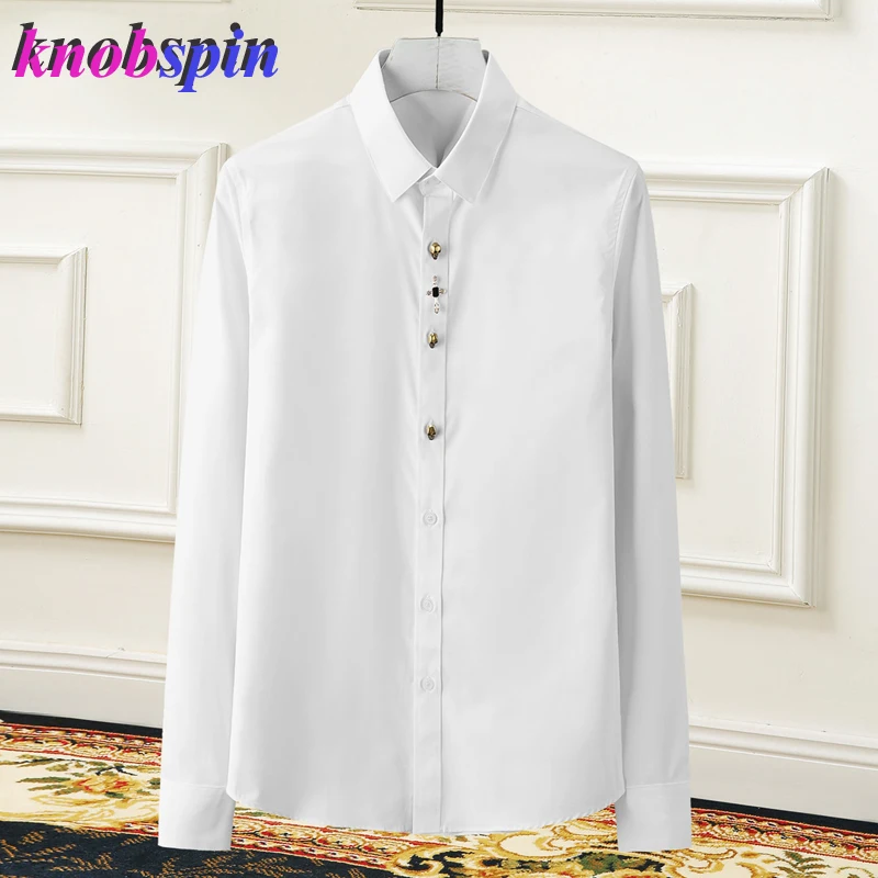 

Бренд деловые рубашки мужские платье 2019 Длинные рукава платье из прочной тонкой ткани рубашка camicas social masculina черно-белая мужская футболка кр...