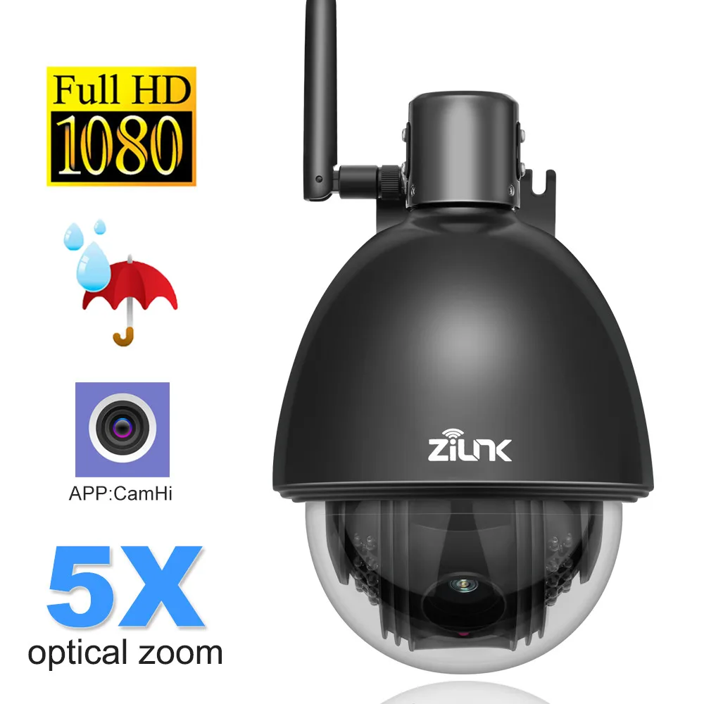 ZILNK 1080P Full HD PTZ скоростная купольная ip-камера с 5-кратным зумом, уличная Водонепроницаемая камера видеонаблюдения, WiFi, мини-камера с датчиком движения ONVIF H.264
