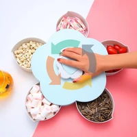 creative new pattern rotating candy box dried fruit box home living room fruit plate compartment nut storage box petal box