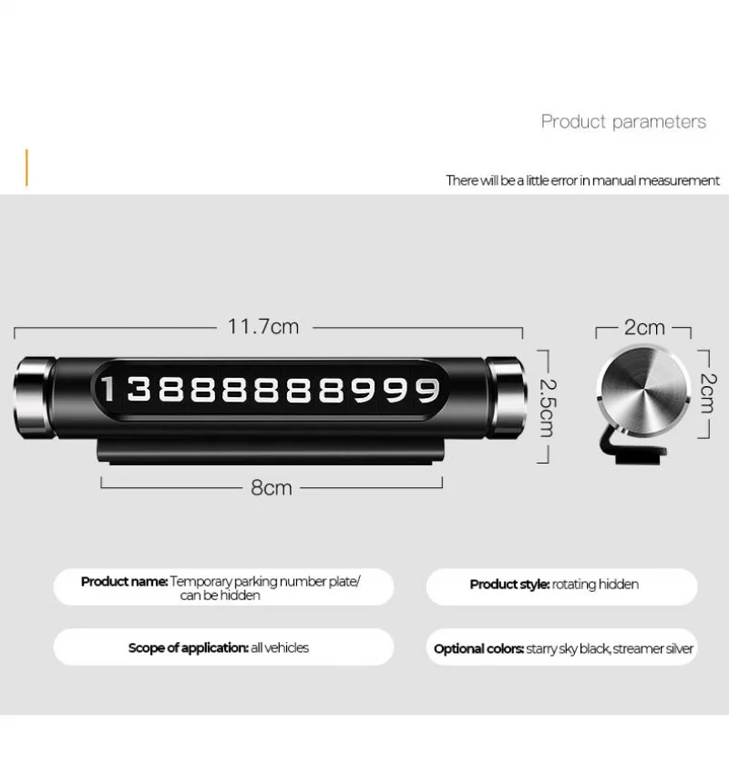 

Luminous Car Temporary Stop Parking Card Number Plate Magnetic Adsorption Design 3D Auto Mobile Phone Number Card Hidden Switch