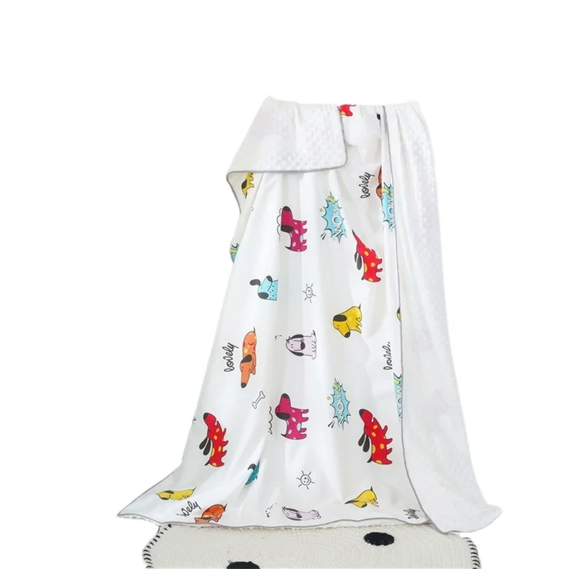 

Children baby adult lunch break double-sided cotton printing air conditioning peas fleece coral flannel knee blanket for summer