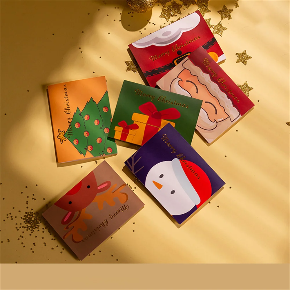 

6 шт., креативные рождественские открытки 8,5x11,5 см, складные рождественские благословения для нового года, рождественский подарок, милые кон...