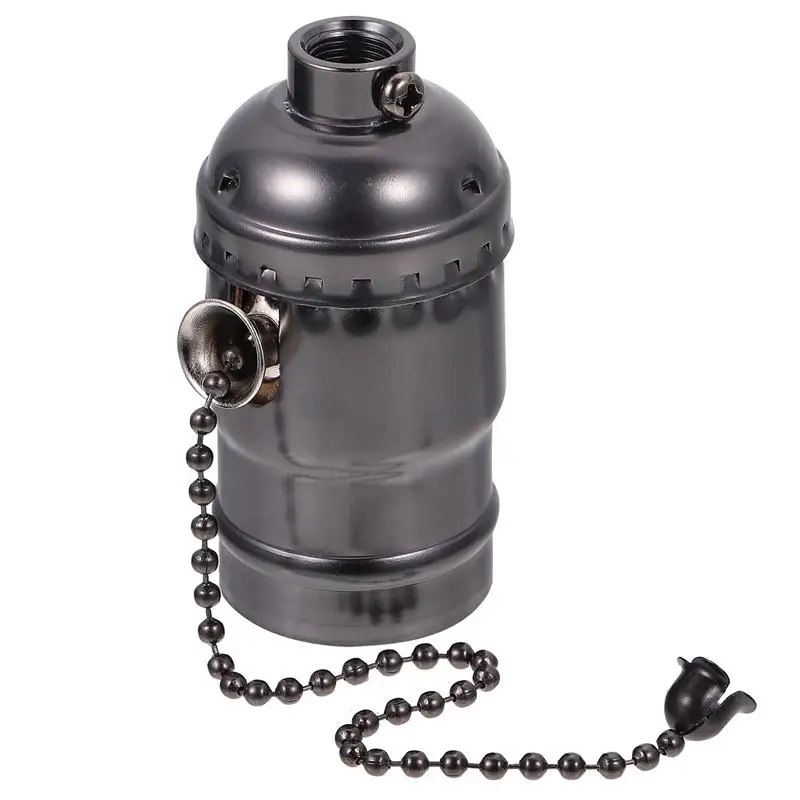 

Retro E-27 Lamp Holder Aluminum Lamp Holder Light Socket With Pull Zipper DIY Large Screw Aluminum Shell Zipper Switch