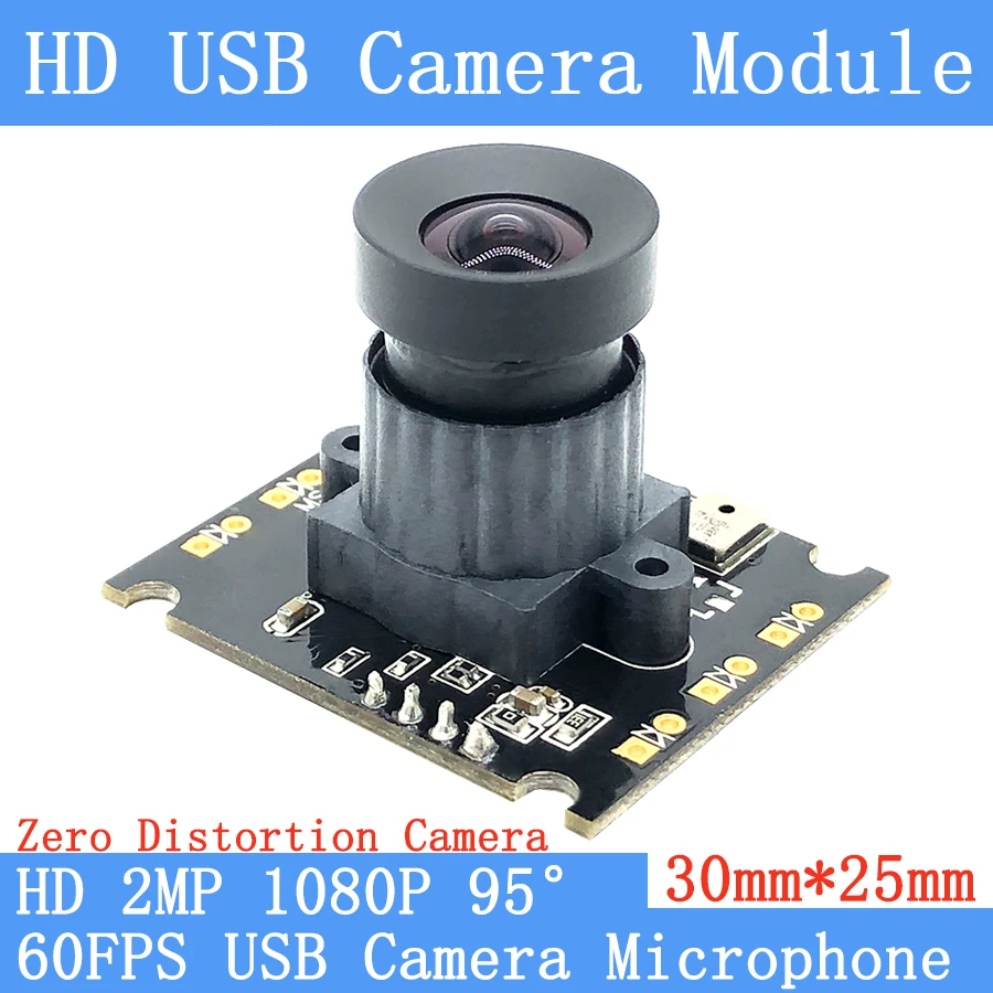 2MP 95° Zero distortion starlight 1080P HD MJPEG 60fps High Speed USB Camera Module Android Linux UVC Webcam Microphone - купить по