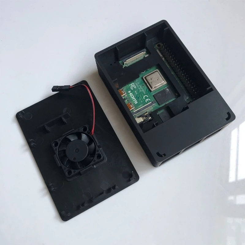 

ABS Case Enclosure Protective Cover Shell with Quiet Cooling Fan for Raspberry Pi 4 Model B Accessories 2 Colors