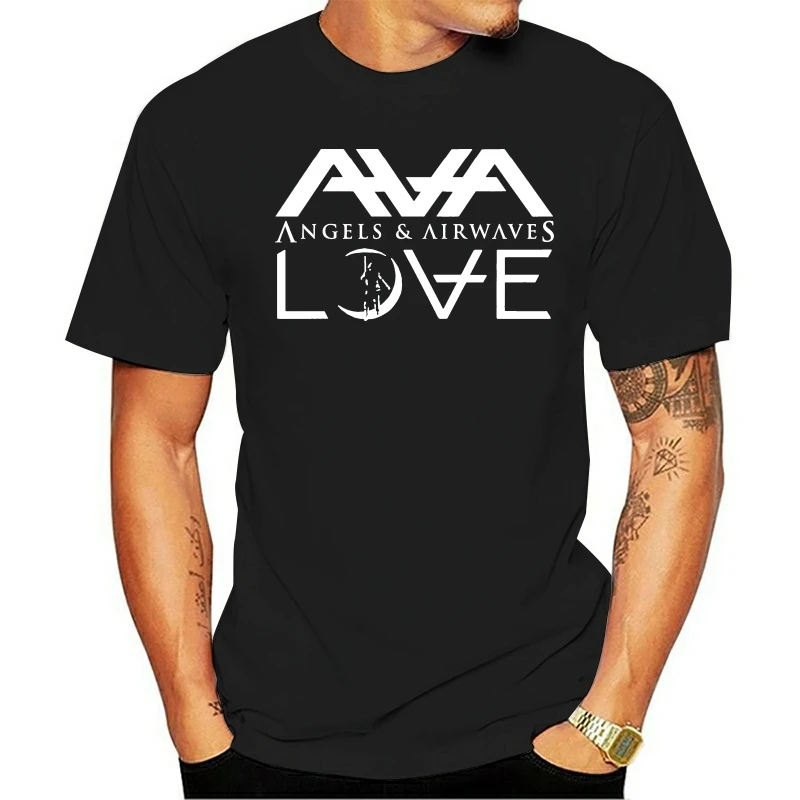 Новинка Мужская черная хлопковая Футболка AVA LOVE с ангелами и волнами размер