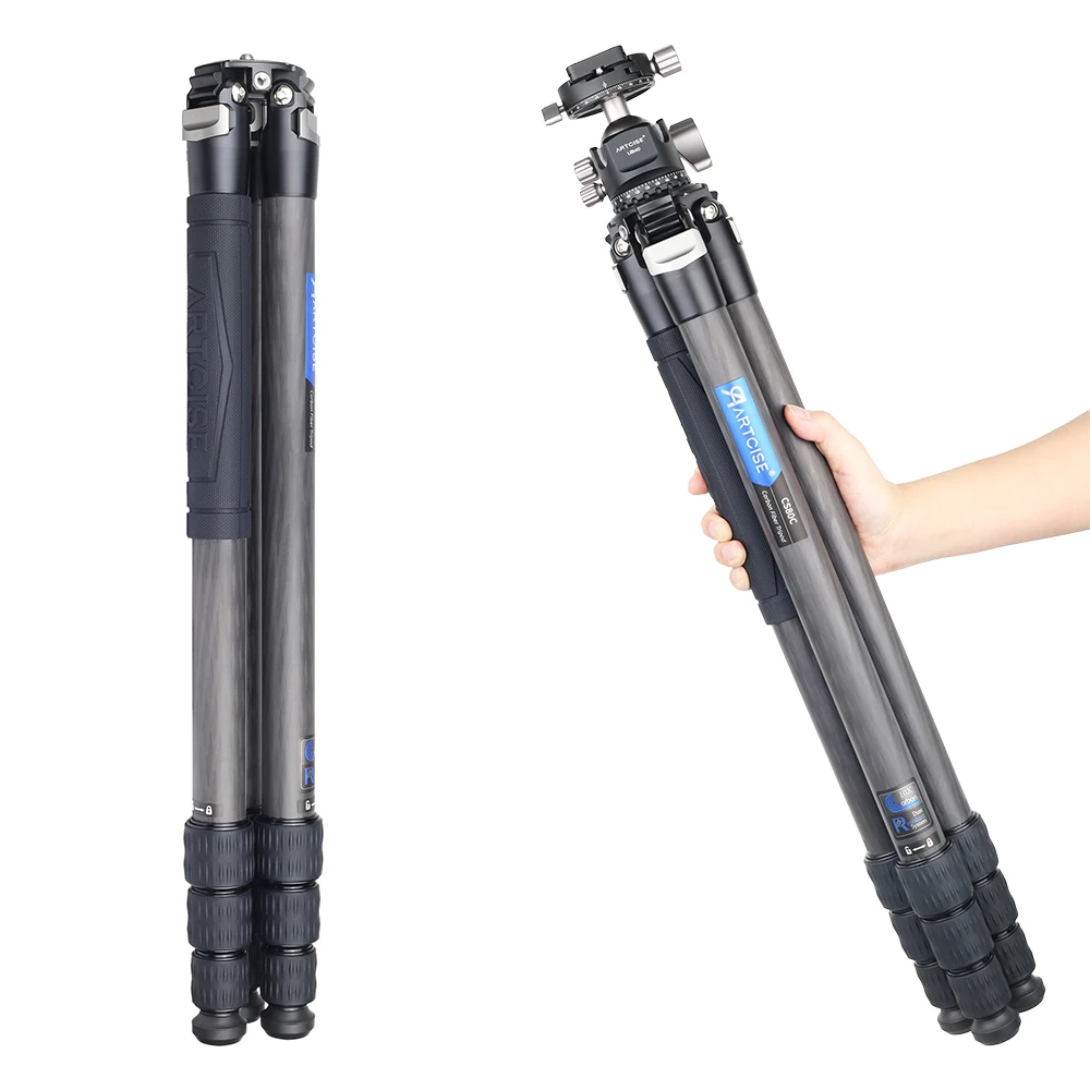 CS80C Профессиональный штатив тренога из углеволокна для камеры портативной