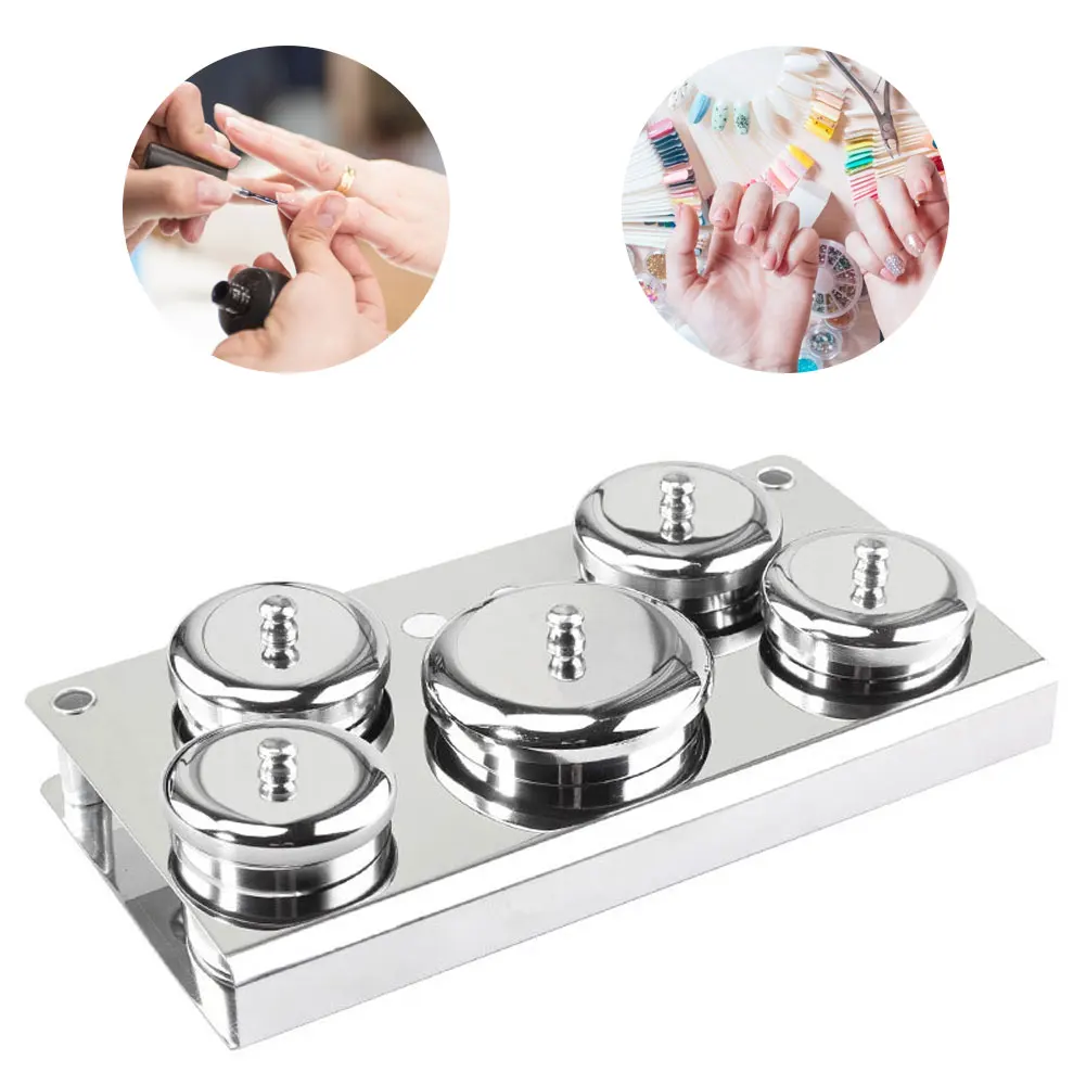 

5pcs Mini Nail Art Powder & Liquid Set Cans Storage Box Compact Stainless Steel Nail Manicure Tools Nail Extension Kits