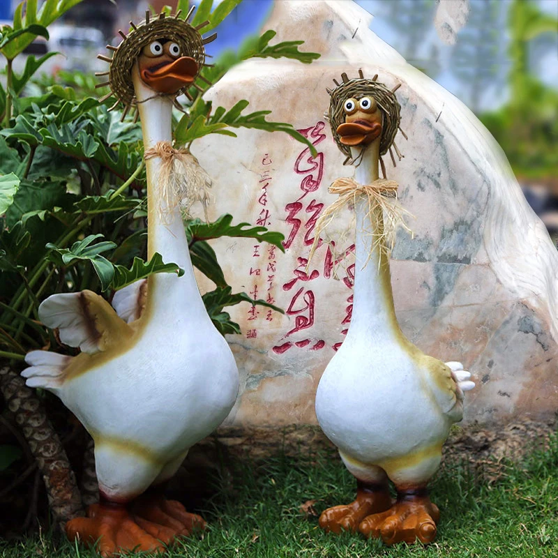 

Outdoor Gardening Simulation Animal Decoration Resin Cartoon Duck Ornaments Courtyard Park Figurines Crafts Garden Furnishings