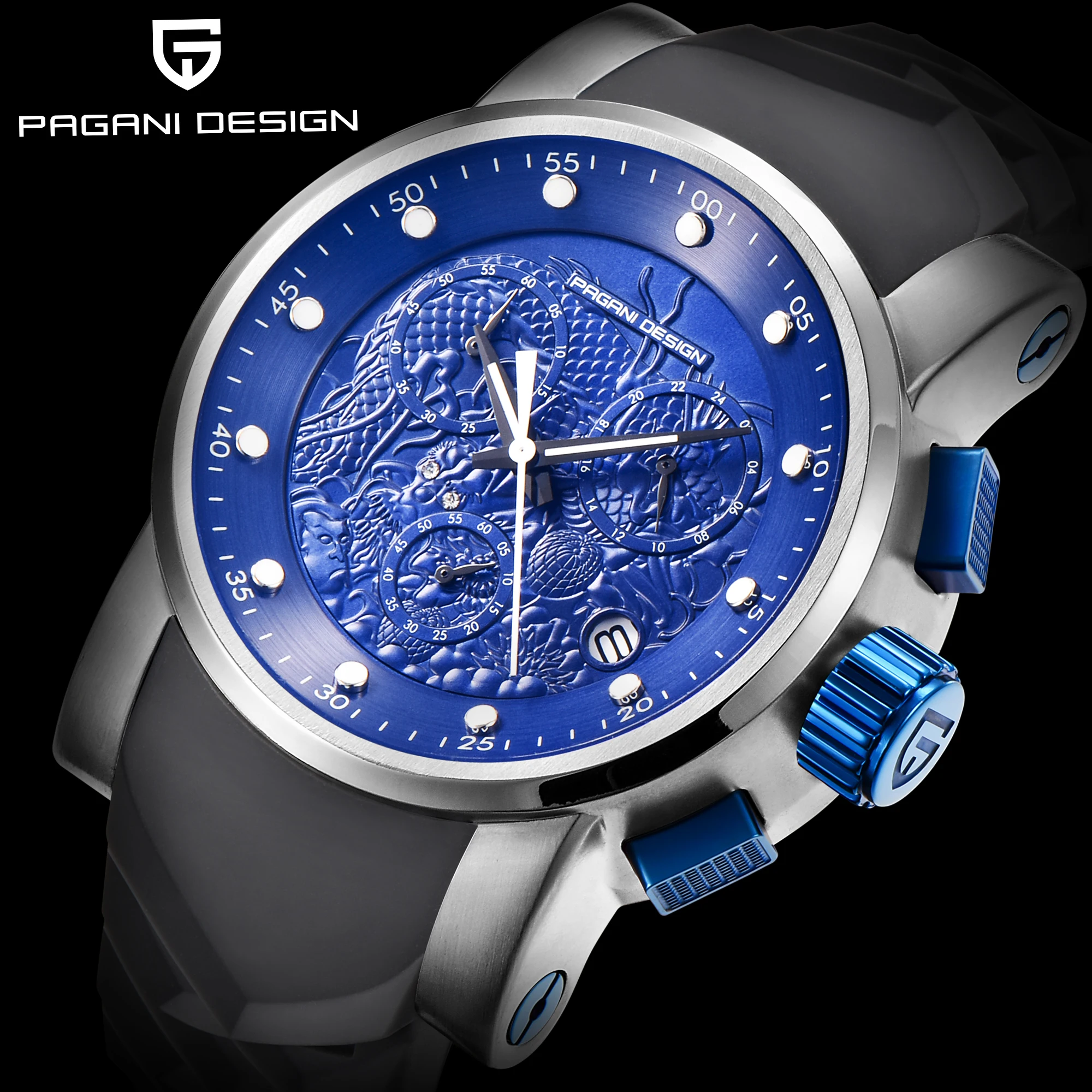 

PAGANI DESIGN Brand Men Watches Luxury Military Chronograph Calendar 30M Waterproof Silicone Fashion Quartz Men Watch Relogio