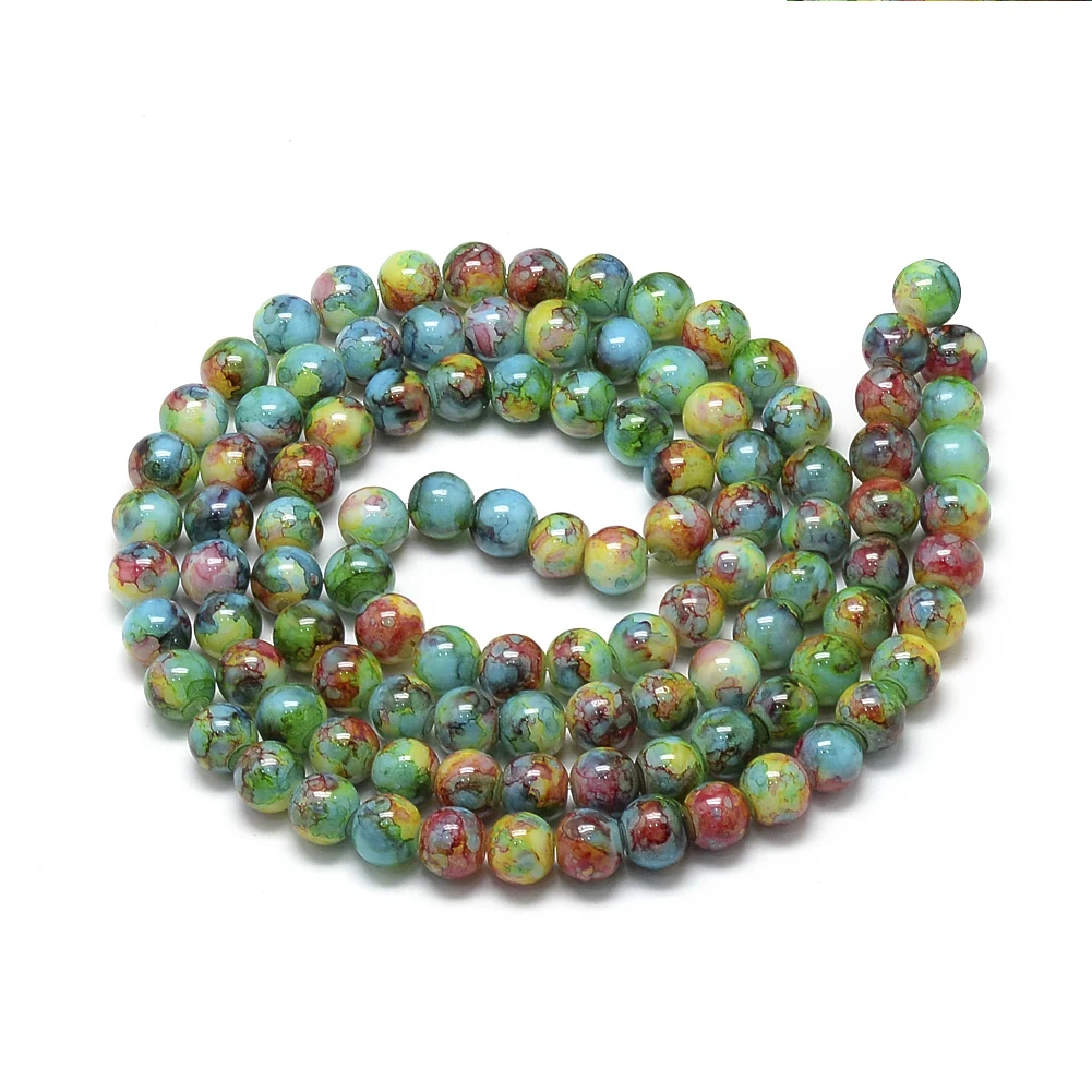 

1 Strand Spacer Glass Loose Beads DIY Bracelets Findings 8~8.5mm Round Baking Painted Glass Beads Strands About 105pcs/strand