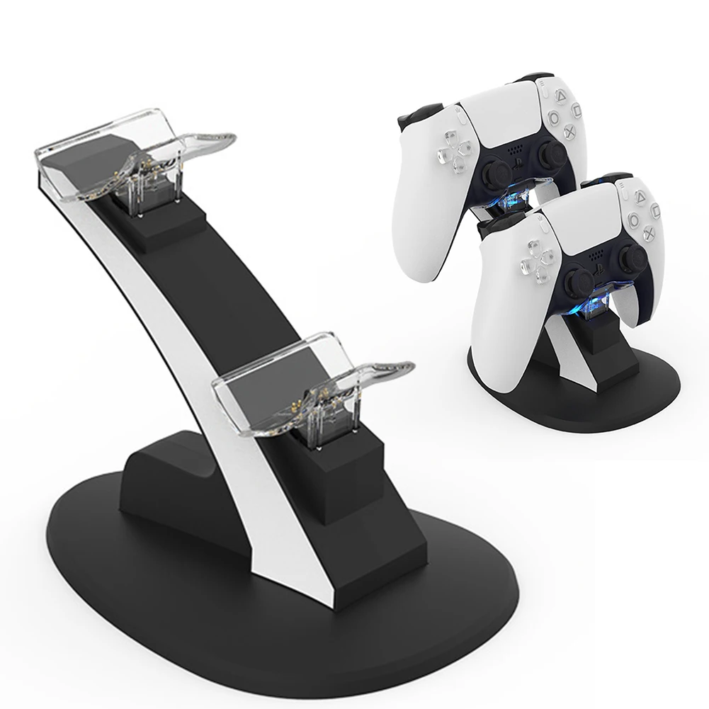

5V 2A Game Controller Handle Dual Charger Dock for Sony PS5 DualSense Wireless Charging Power Cradle Desktop Stand Station