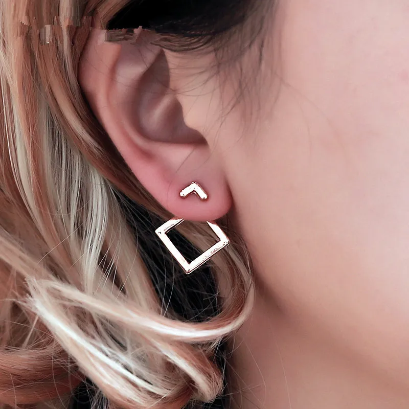 Бесплатная доставка простые квадратные серьги гвоздики для женщин