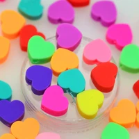 50pcs mixed color 10x8mm heart shape polymer clay crafting beads polymer clay children braceletnecklace beading materials